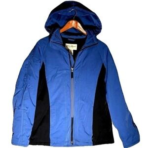 Eddie Bauer Soft Shell Insulated Parka Jacket Women's M Blue Black Outdoors